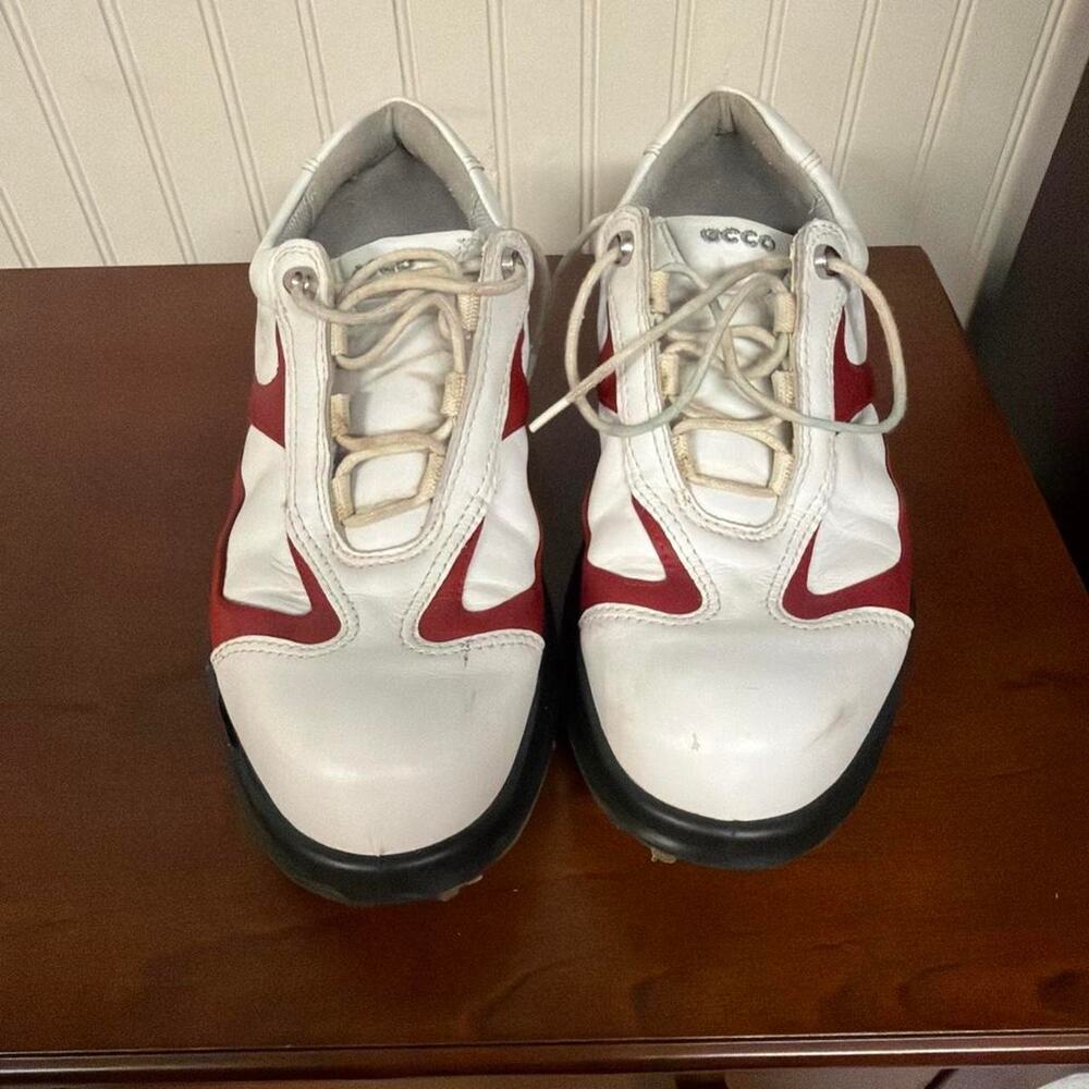 Ecco womens white and red golf shoes
